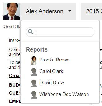 The top left corner of the screen indicates which Goal Plan is being displayed. Use the dropdown menu to select the Goal Plan you wish to display.