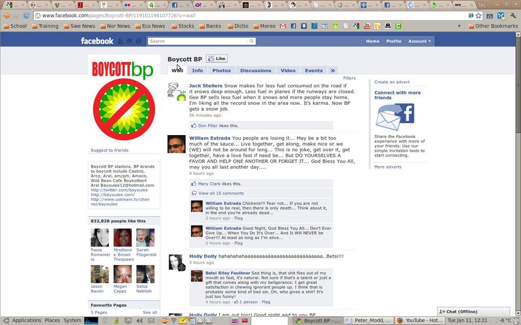 Figure 4-1 Screenshot Boycott BP (Facebook, 2010) 4.3.5 BP saving the brand or helping the people affected by the spill BP has been spending a lot of money in order to save the brand.