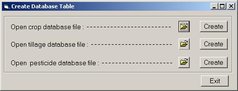 Figure A.6 Create Database Table window. Cell number ascii raster file in the Arc/View format is one of the input files necessary to create the cell data block of the main input file.