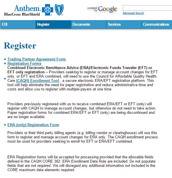 ERA (only) Registration form Go to www.anthem.