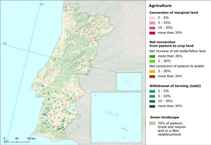 Agriculture () Conversion from arable land to olive groves The agricultural development in Portugal is driven mostly by internal conversions, which appear with significantly higher intensity