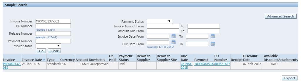 Checking invoice status The expected payment date can only be determined if the Invoice Status is Approved.