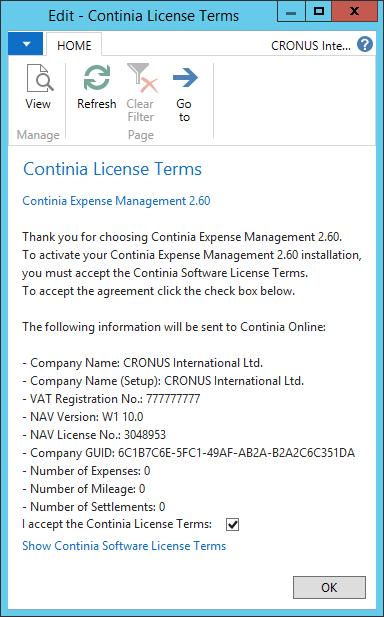 12. Accept the Continia License Terms and select
