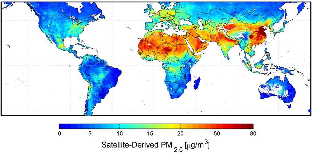 Satellite-derived map of PM 2.