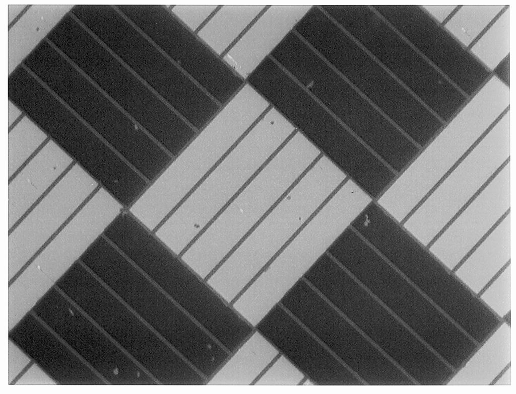 a) b) Figure 6. a) Optical micrograph of a micropolarizer array illuminated with polarized light.