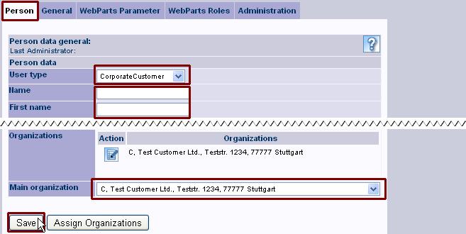 Select the "Customer" user type in the corresponding selection list to start creating the new user.
