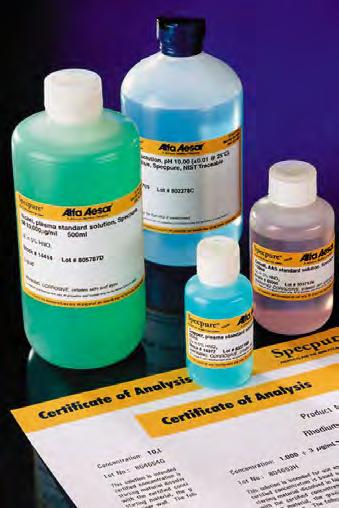 II Specpure Specpure is the brand name for Alfa Aesar s comprehensive offering of spectrochemical analytical standard solutions. Specpure standards are unsurpassed in accuracy, purity and quality.