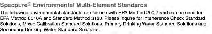 Multi-Element Standards 39145 Multi-Element QC-7 Check Standard Solution, Specpure Matrix: 5% HNO3/tr.