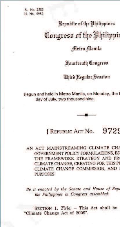 Mainstreaming climate change into government policy formulations National Framework Strategy and Program on Climate Change