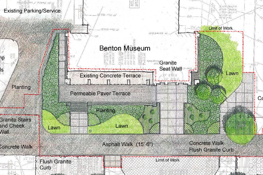 Beanery Café Terrace at Benton Museum Scope: o Landscape Architecture o Exterior improvements for circulation and accessibility o