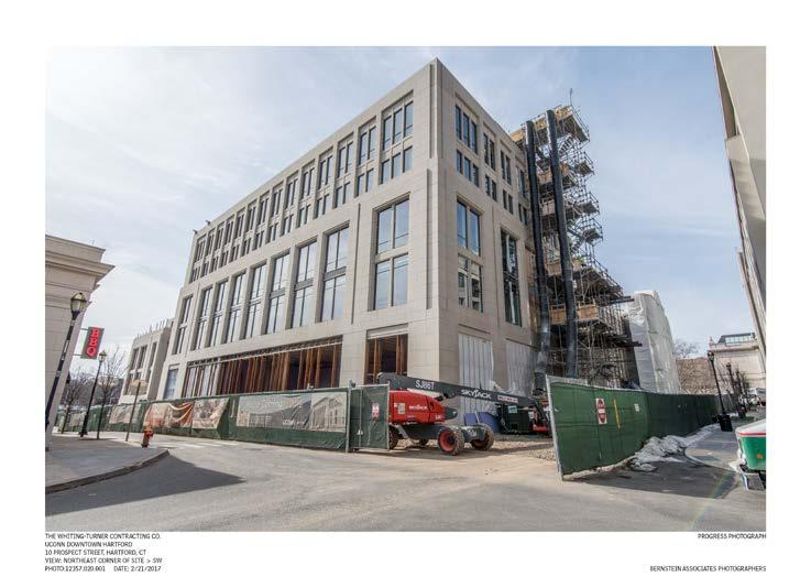 UConn Hartford Scope: 180,000 GSF, 5 floors Budget: $140M (All components) Exterior substantially complete Finishes on Floors 2 5 proceeding Complete construction: August 1, 2017 for most of building
