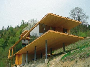 Completed projects (selection): Living stage on a slope, Haus im Ennstal, Solid Timber system Austrian Olympic Committee House in Sestriere Olympia 2006,