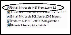 16 Installing Microsoft.NET Framework 3.5 From your desktop, open the Aldelo Prerequisite Installer menu and click on the Install Microsoft.
