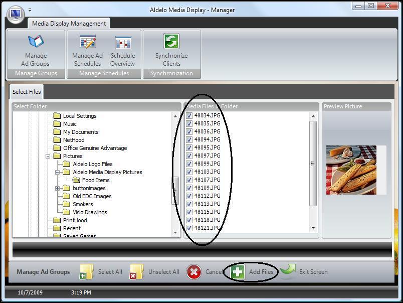 The Select Folder and Media Files in Folder group boxes display.