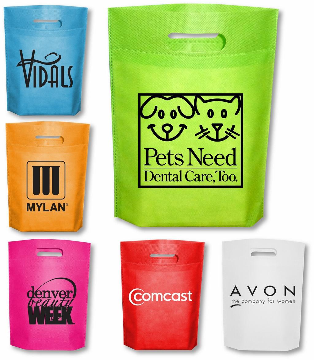 Tote Bag- 14" H x 11" W x 2.5" D Trade show reusable tote made of durable and eco-friendly heat sealed 80 GSM Polypropylene material.