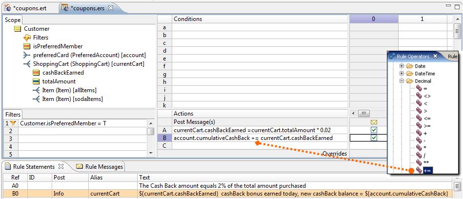 Modeling and testing the cumulative cashbackearned attribute account.cumulativecashback += currentcart.