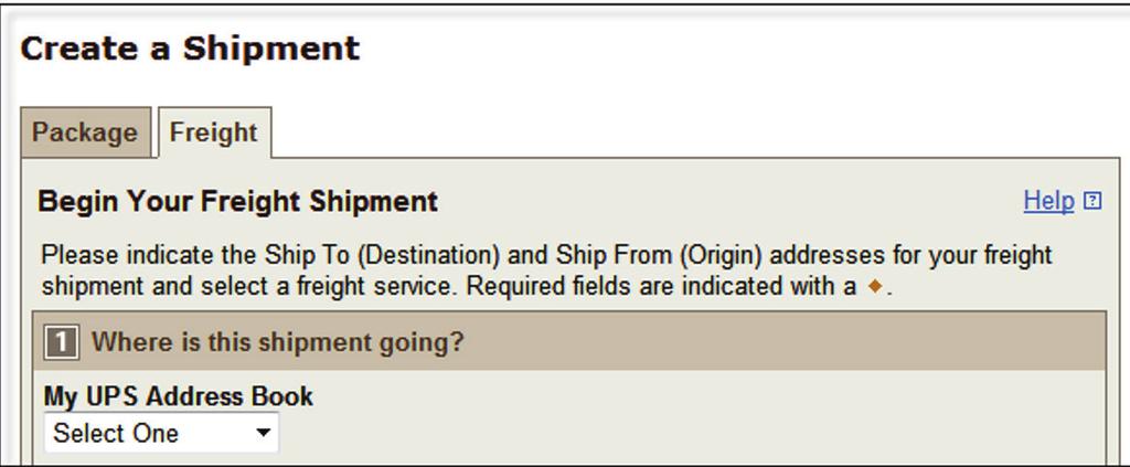 Then, select the desired option to begin your shipment.