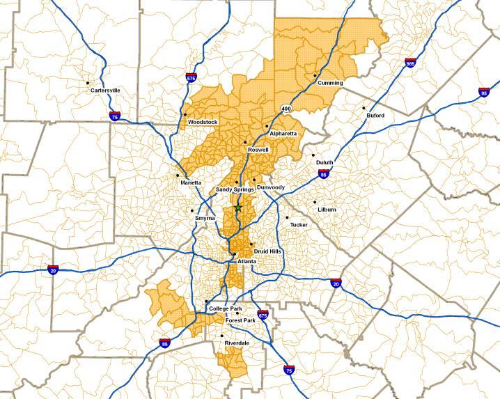 1.3 The GA 400 market space demographics 1.3.1 Cash users (ZIP) Those census block groups with their center within the cash use market space ZIP codes identified in the 2005 Toll Plaza Cash Lane