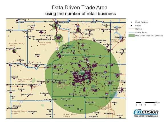 Data-Driven Rings Data-driven rings are based on business district values such as volume of sales, store size, or number of stores rather than distance, as are simple rings.