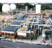 Gas treatment plants for sour gas removal using amine absorption and solid bed adsorption.