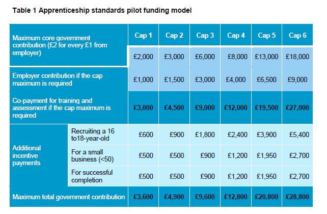 2016/17 Funding Model for Standards Maximum Core Government contribution ( 2 for every 1 from employer) Employer contribution if the maximum cap is claimed Additional incentive payments Recruiting a