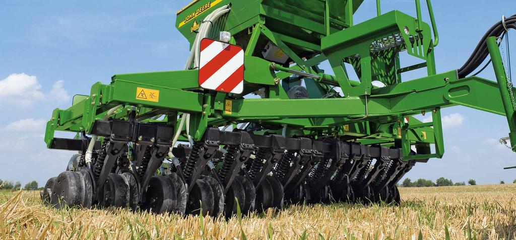 The smooth sided gauge wheel ensures precise seed placement with a semi pneumatic press wheel for optimum seed to soil contact.