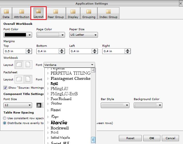 6. Use the Layout tab to set up your default Font, Colors, Component Title Settings, and more. 7.