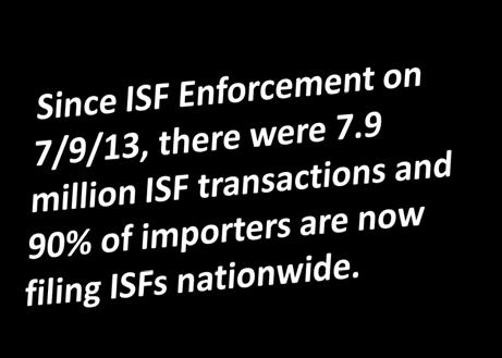 ISF by the Numbers January 26 November 23, 2009 January 26 September 21, 2010 3.4 million ISF-10s 6.