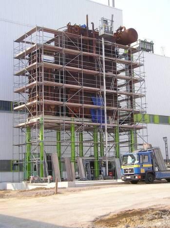 Building of Boiler house Conversion of Steam boiler from Sugar Plant Munzel 55 t Steam at 60 bar Steam