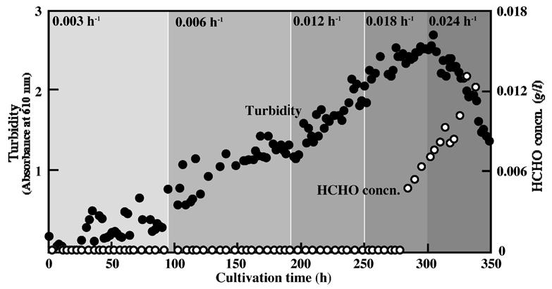 Environmental Sciences, 13, 4 (2006) 185 192 R. Mitsui et al 189 Fig. 2. Chemostat culture of the MF1 strain for obtaining the optimal conditions.
