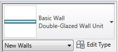 Page 4 of 6 Fig 5: Basic Wall Double Glazed Wall Unit Step 3: Insert Double-Glazed Wall Unit Select the Exterior Glazing Curtain Wall Type from the Type Selector.