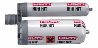 Hilti HIT-HY 150 post installed rebars Hilti HIT-HY 150 post installed rebars Injection mortar system Benefits Hilti HIT-HY 150 330 ml foil pack (also available as 500 ml and 1400 ml foil pack)