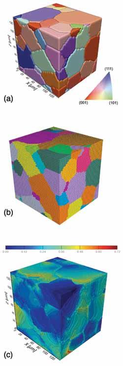 eters can be measured or derived, including the true 3D grain size distribution, number of grain neighbors or grain faces, grain boundary curvatures, crystallographic texture, and crystallographic