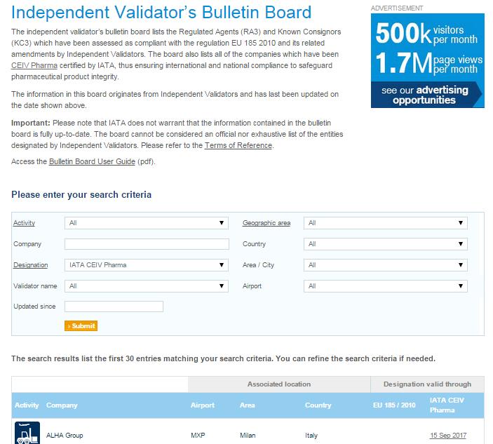 Visibility for CEIV Pharma validated entities Validated