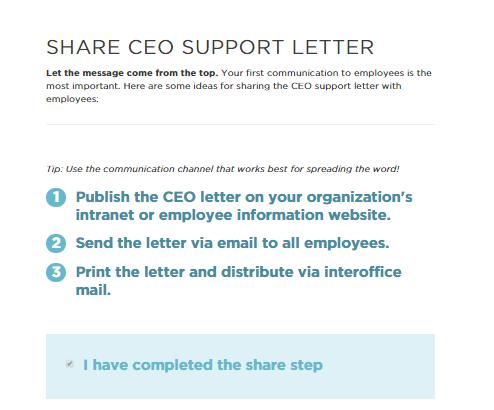 1Checklist: Ramp-Up SHARE CEO SUPPORT This is the final step of the Ramp-Up phase of your checklist! You will start registering employees soon!