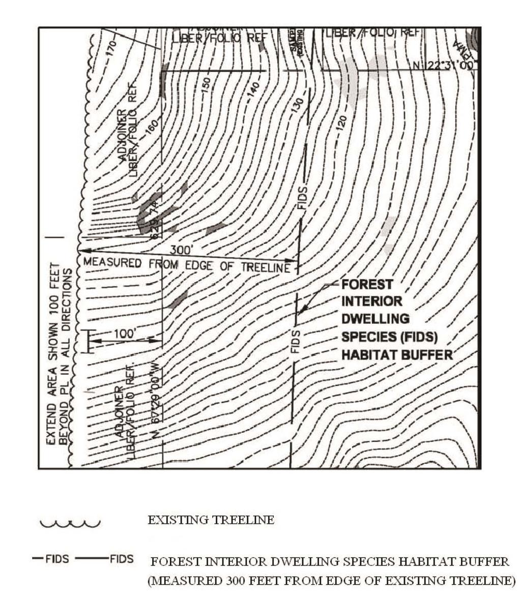 Map B4. Forest Interior Dwelling Species (FIDS) Habitat Buffer 3.