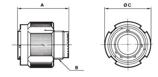 8D - Titanium Series Plug type 5 Shell A B C size Max. thread Max. 09 31.00 M12 x 1-6g 21.80 11 31.00 M15 x 1-6g 25.