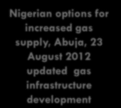 August 2012 updated gas infrastructure development 2 5 1 3 1 Oben-Geregu 36 x 136 km Project complete
