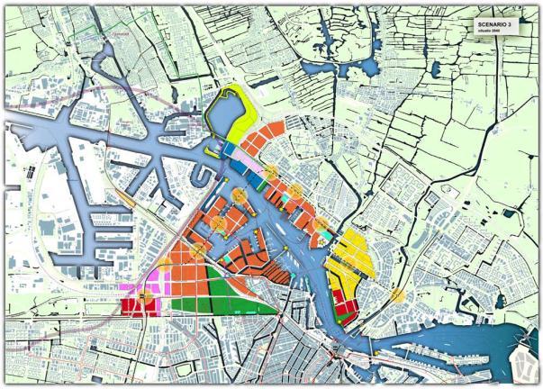 Port City: 3 prospects for the western IJ- banks current situation Based on 55 dba noise zone scenario 1: Intensification
