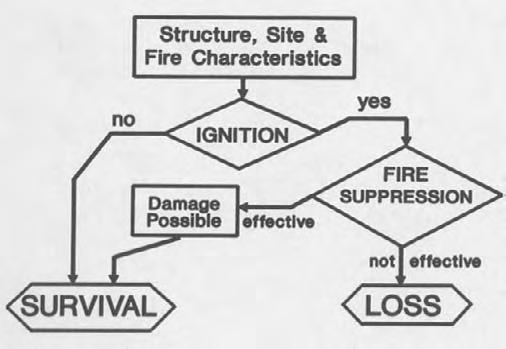 The WUI fire problem can be examined on the premise that structure survival is the essence of the problem, and that structure ignition is the critical element for survival: homes that do not ignite