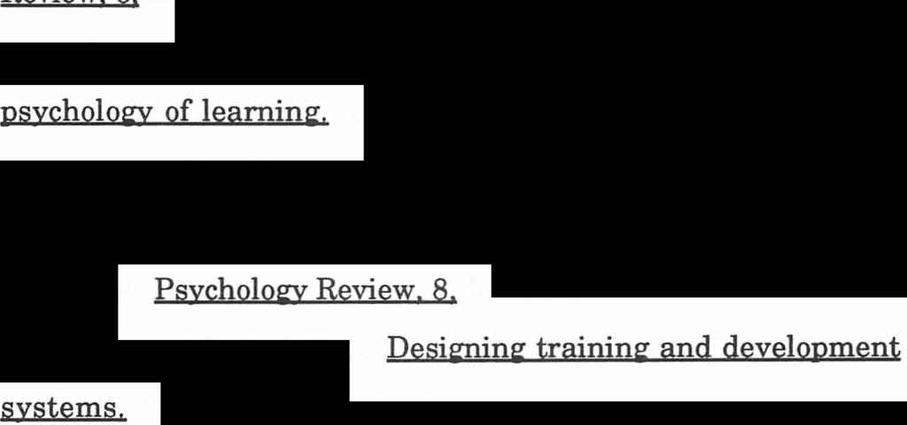 Tannenbaum, S. I., & Yuki, G. (1992). Training and development in work organizations. Annual Review of Psychology. 399-441. Terborg, J. R. (1981).