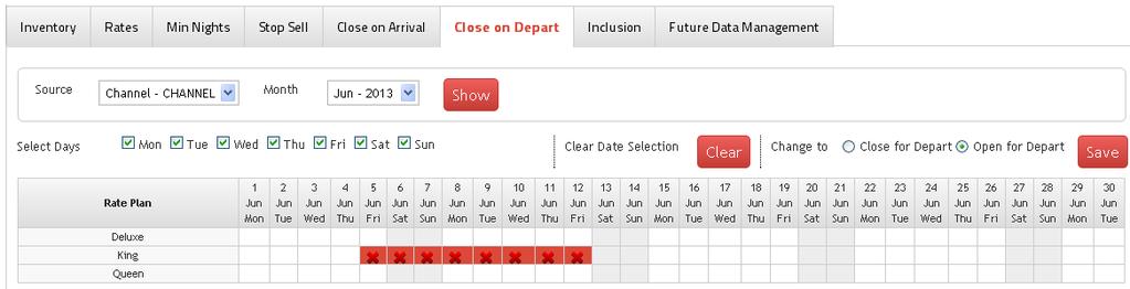 Remove Close on Departure: Using this option you can remove the Close of departure of booking for particular date.