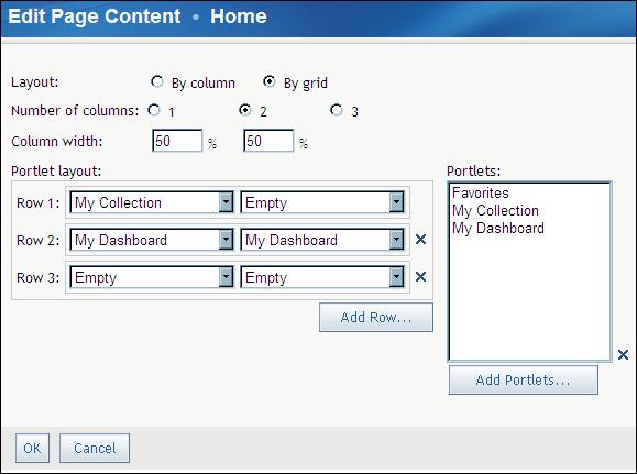 96 Chapter 9 Displaying Key Metrics with SAS BI Dashboard 7. If your portal page uses a column layout, you can select the column in which your portlet should appear.