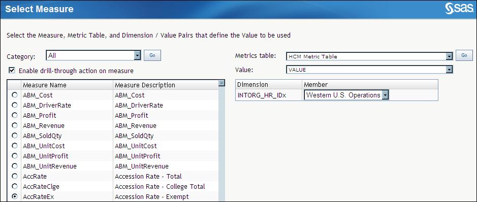 View the Data 113 Click OK. Click Next. 5. Choose the target value to compare the KPI value to. The procedure for choosing a target value is the same as the procedure for selecting an actual value.