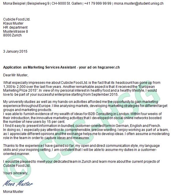 Cover letter by students General The purpose of the application letter is to present your motivation and competencies Do not merely repeat the content of the CV, as many recruiters first read the CV