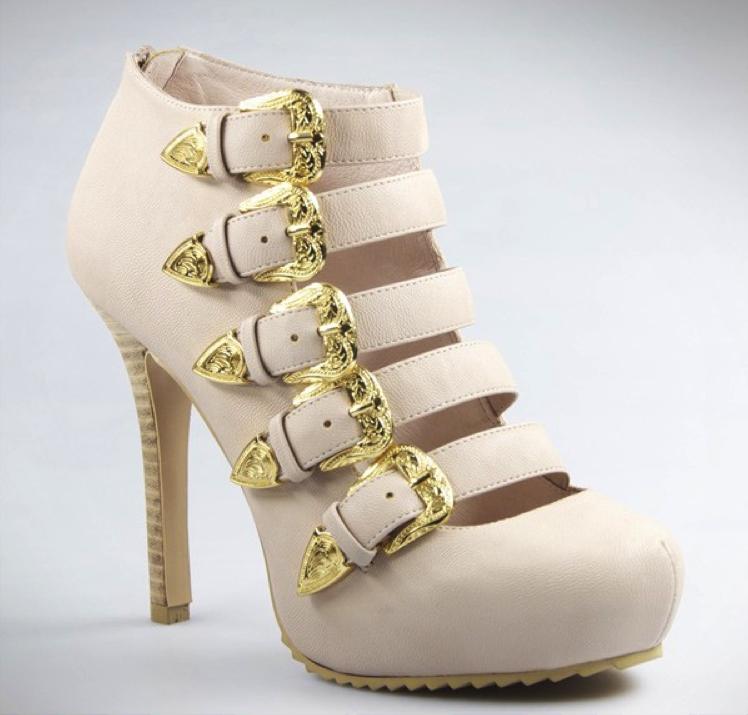 Combinatorial auctions Shoe for Sale Nude High Cut Shoe 10cm Natural Leather Stacked Heel.