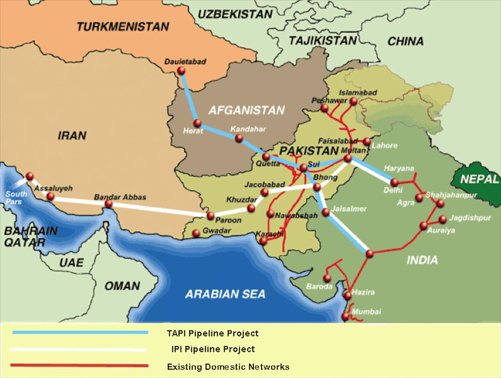 (a) TAPI and IPI pipelines [43]. (b) SAGE pipeline* Figure 8: Proposed international pipelines aimed to increase gas supply within India.