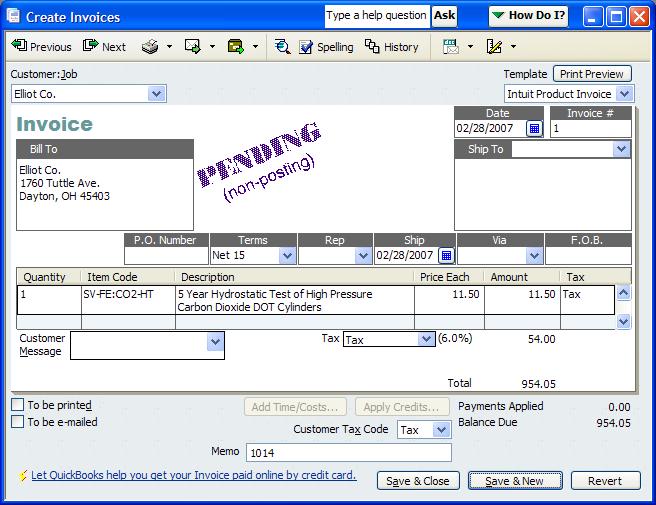 Figure 37Completed Work Order By going into the QuickBooks program and opening the invoice that was just created we can see that all the