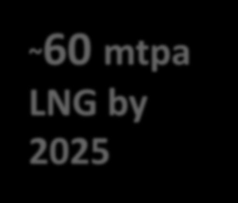 ~60 mtpa LNG by 2025