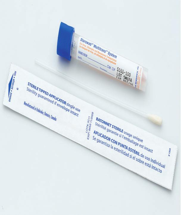 transport medium and swab in peel pouch snap & screw scored swab glass beads provide extra surface area for cell adhesion
